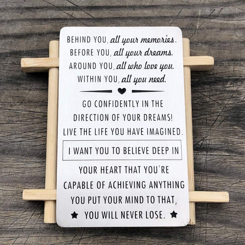 XGAKWD Graduation Gifts for Son Daughter with Inspirational Quote, Engraved Wallet Insert for Him, Birthday Graduation Gifts Cards for Graduate - Image 5